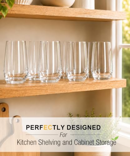 16oz Drinking Glasses Set of 8,Lead-Free Crystal Tall Water Glass