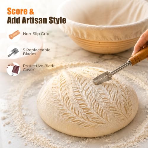 Parmedu Sourdough Starter Kit Bread Baking Supplies with Banneton