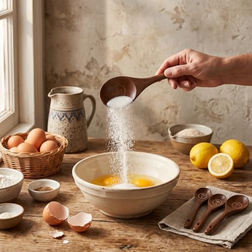 Nogeqi 4PCS Wooden Measuring Spoons Set, Natural Acacia Wooden Table