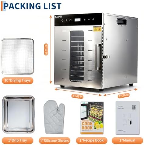 800W Food Dehydrator Machine, 10 Trays