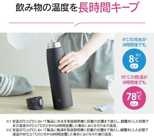 Zojirushi SM-VS95-BA Water Bottle, One-Touch Stainless Steel Mug
