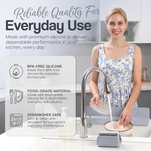 MessOut 30” Kitchen Sink Splash Guard, Premium Silicone Splash Guard