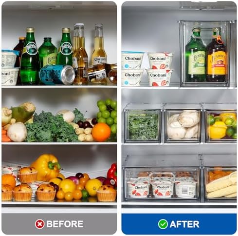 Fridge Organizers and Storage Pull Out Drawer, 2 Small + 1 Large