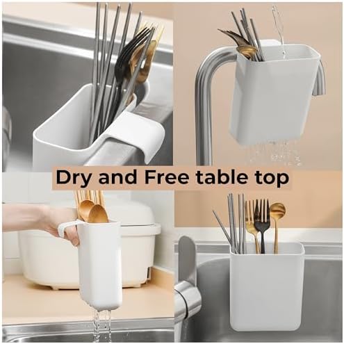 Drainer Drain Basket Utensil Holder, White