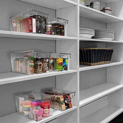 CLEARSPACE Plastic Storage Bins With lids – Perfect Kitchen Fridge Organizer, Pantry Organization, Cabinet Organizers (4 Pack)