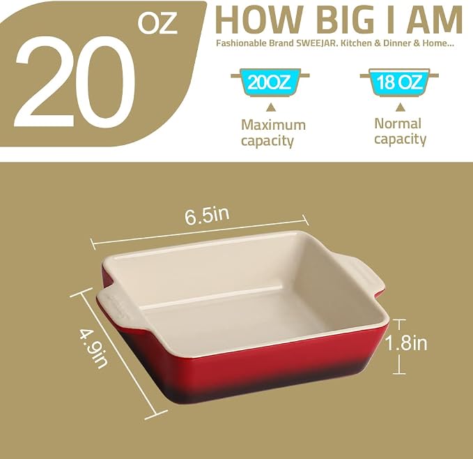 Sweejar Ceramic Baking Dish, Rectangular Small Baking Pan - Image 6