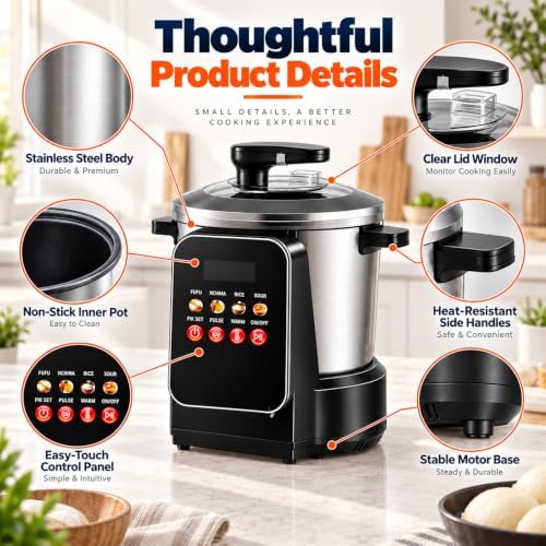 Automatic swa-llow Maker For Fufu, 900w Electric Pounded Yam Machine