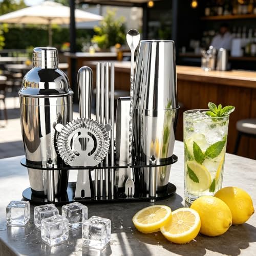 17Pcs Cocktail Shaker Set 750ml, 750/600ml Bartending Kit 25oz