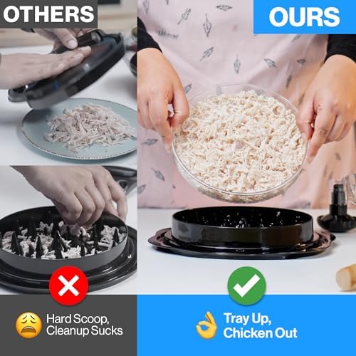 3 Layer Pro Chicken Shredder with Removable Tray, Meat Claws, Brush