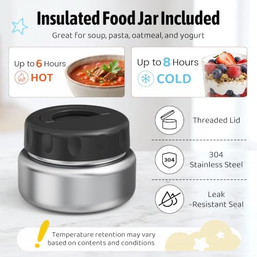 Bento Box for Kids with Thermo Food Container (9oz), 4-Compartment