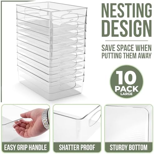 Sorbus Fridge Organizers and Storage, Clear Bins (Large, 10 Pack)