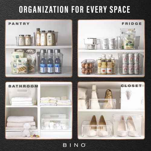BINO Plastic Storage Bins, Medium, 2 Pack, Clear