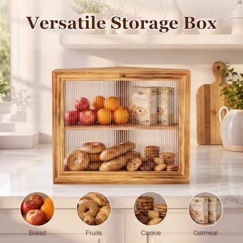 Corner Bread Box for Kitchen Countertop, Large Capacity Bread Storage Container for Homemade Bread, Space-Saving Bread Holder Kitchen Organizer