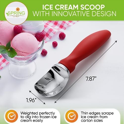 Spring Chef Professional Ice Cream Scoop & Stainless Steel Swivel