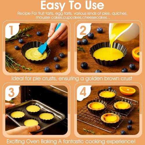 32 Pcs Mini Tart Pans Egg Tart Molds with Removable Bottom Round