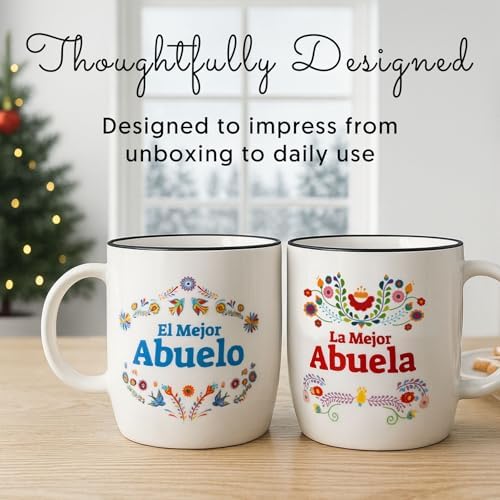 Triple Gifffted La Mejor Abuela and Abuelo Coffee Mugs Set in Spanish