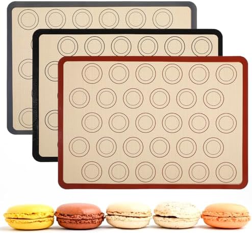 3Pcs Macaron Silicone Baking Mats 16.54 x 11.61Inch Macaron Baking Mat