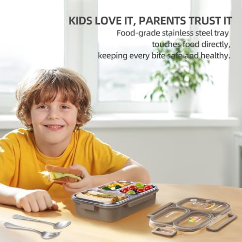 SAYAPE Stainless Steel Bento Lunch Box for Kids, 26.4 oz Leak-Proof