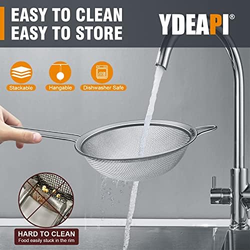 Ydeapi Fine Mesh Strainer, Stainless Steel Strainers with Sturdy