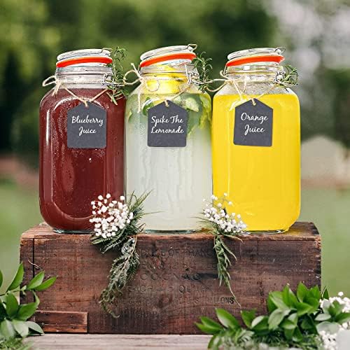 Huichuiero 1 Gallon Square Glass Storage Jars with Airtight Lids