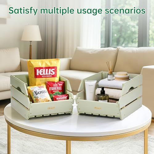 Wood Potato Onion Storage Bins - Wooden Stackable Produce Basket