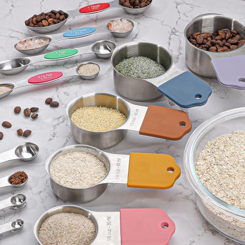Magnetic Measuring Cups and Spoons Sets Stainless Steel Measuring Cup
