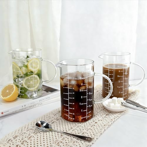 1000ml/4 Cup Measuring Cup,Glass Measuring Cup with Handle,Measuring