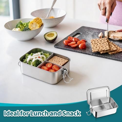TeamFar Stainless Steel Bento Box, 28oz/850ML Metal Lunch Box with Lid