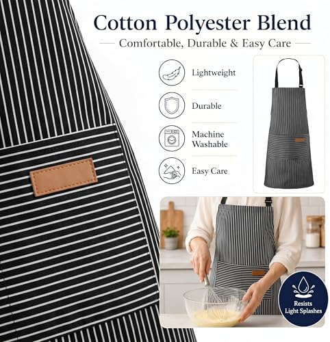 Handepo 4 Pcs Kitchen Aprons with Pockets