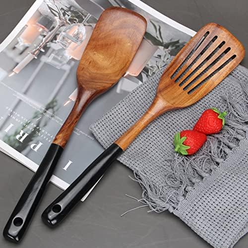 Wooden Spatula Set for Cooking Spoon Non Toxic Teak Kitchen Utensils