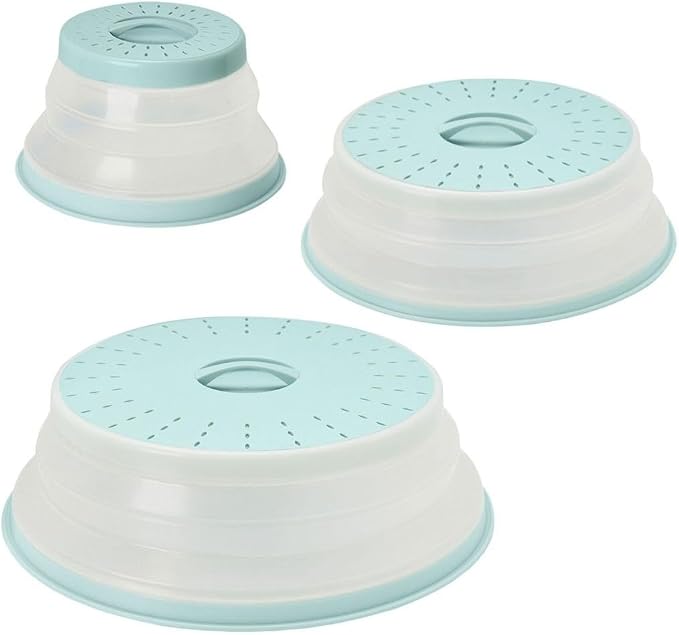 Tovolo 3-Piece Silicone Microwave Splatter Lid Set Blue Haze Small Medium Large by Tovolo