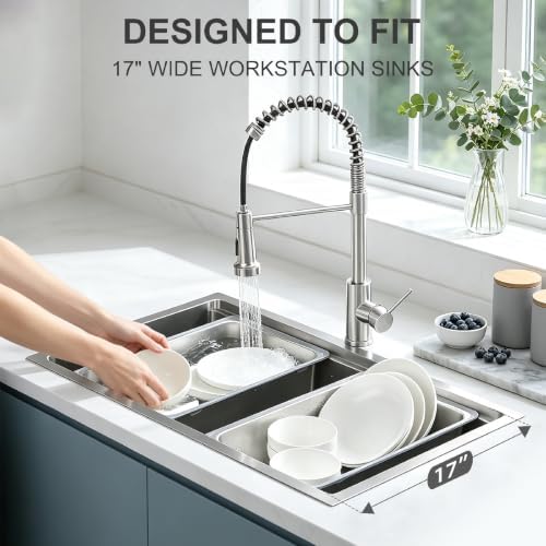 16.9 in Over the Sink Colander & Prep Basin Set, Stainless Steel Dish