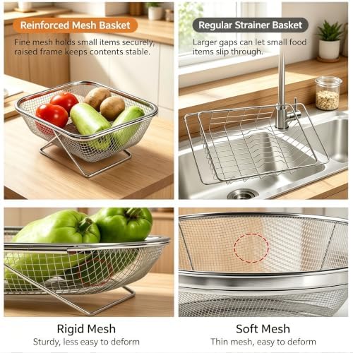 Stainless Steel Expandable Colander Over The Sink, Rack-Hangable