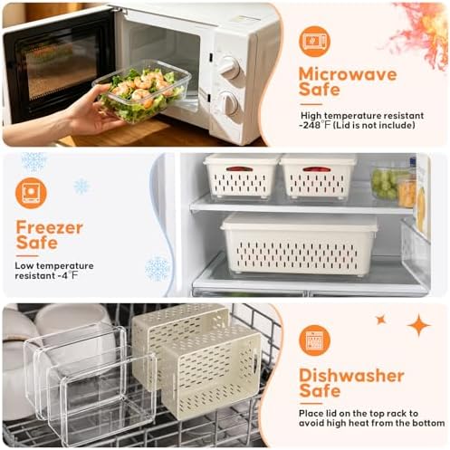 4 Pack Fruit Storage Containers for Fridge