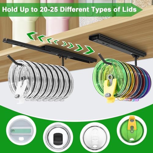 2 Packs Telescoping Slides Tumbler Lid Organizer Inside Cabinet, Muti
