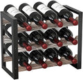 JACKCUBE Design Wine Rack Freestanding Floor 3 Tier Stackable 12 Wine