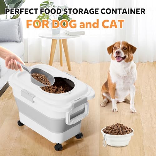 Pet Food Container, Collapsible Dog Food Storage Container with