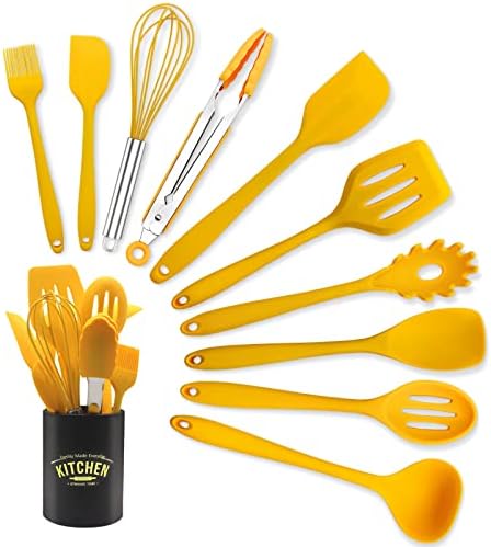 11-Piece Yellow Silicone Kitchen Utensils Set