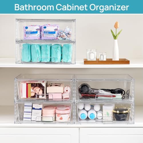Vtopmart 2 Pack Large Clear Stackable Storage Drawers