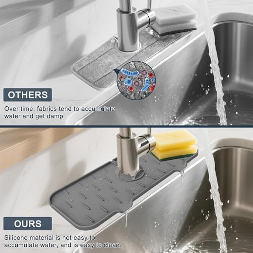 Gosmol Kitchen Sink Splash Guard Silicone Faucet Mat for Kitchen Sink