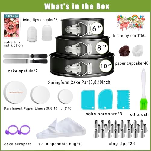 168pcs Cake Pan Set with 3 Non-Stick Springform Pans