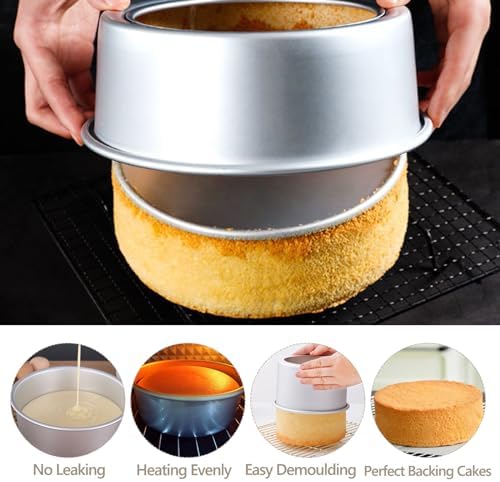 Aluminum Round Cake Pans, 3pcs Nonstick Baking Pan with Removable