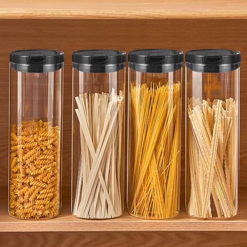 Glass Spaghetti Pasta Storage Container with Lids 65oz - 12inch Tall
