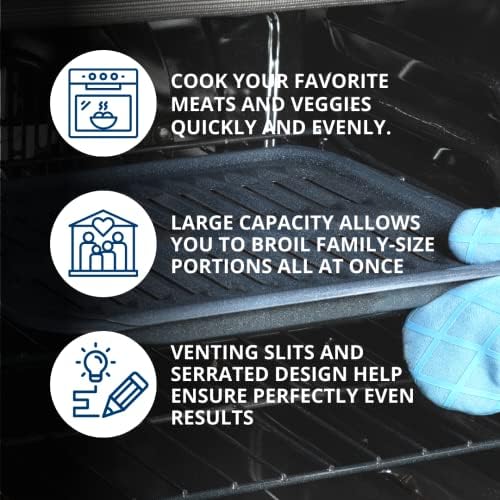 Universal Broiler Pan with Rack for Oven, Non-Stick Pan, 2 Piece Black