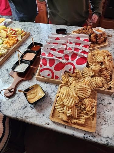 Bamboo 4 Pack Serving Trays for Party Large One with Handle