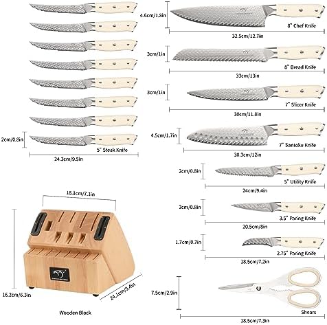 NANFANG BROTHERS 19-Piece VG10 Damascus Knife Set