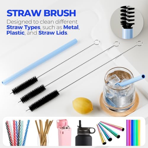 Holikme 6 Pack 14" Bottle and Straw Cleaner Brushes, Black