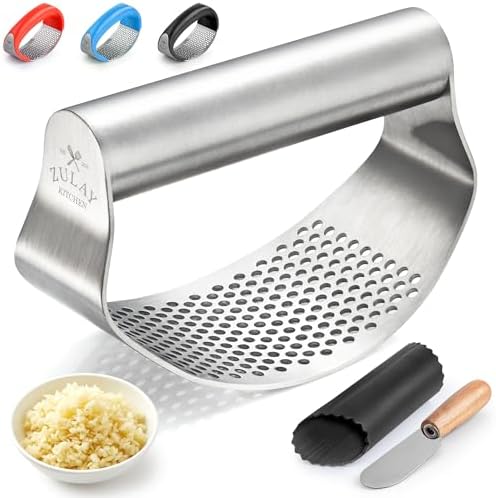 Zulay Kitchen Garlic Press Rocker Set, Stainless Steel