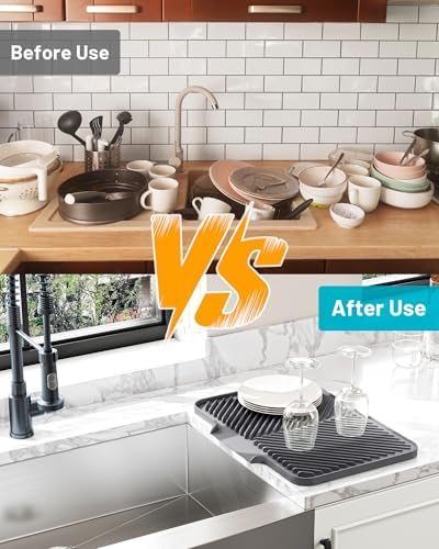 Dish Drying Mat Kitchen Counter - Silicone Dish Drying Pad with