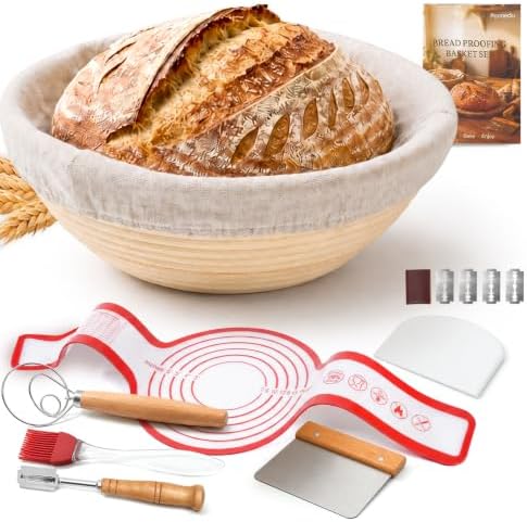 Parmedu Sourdough Starter Kit Bread Baking Supplies with Banneton
